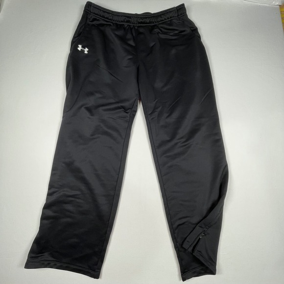 Under Armour Warm Up‎ Pants Athletic Training Zippered Leg Black LG - Picture 1 of 7